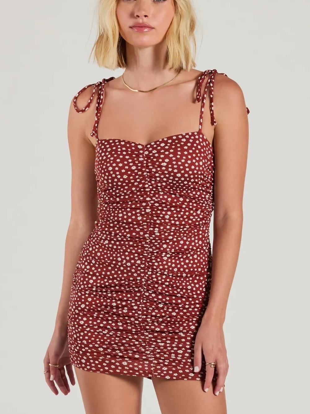 Windsor Burgundy Red Polka Dot Ruched One-Piece for women